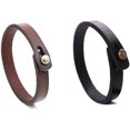 thumbnail image 1 of Pulsera de cuero genuino para hombre - Pulsera de cuero ajustable hecha a mano estilo punk, pulsera de cuero para hombre, negra y marrón, 1 of 5