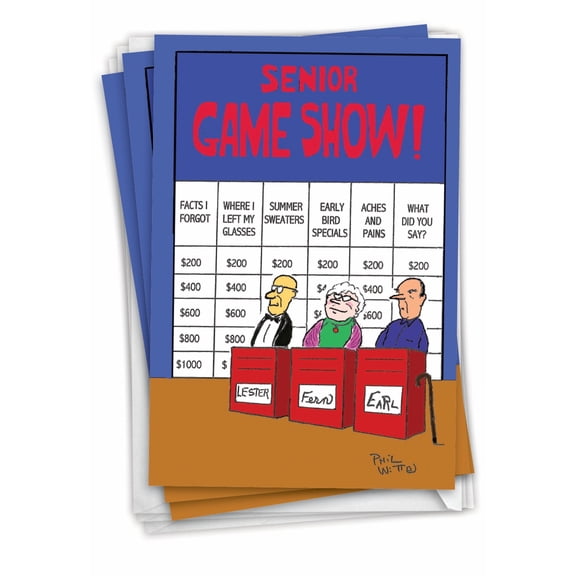 NobleWorks Pack of 3 Funny Birthday Greeting Cards with Envelopes (1 Design, 3 Each) Senior Game Show C6291BDG-C3x1