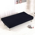 thumbnail image 4 of Solid color armless sofa bed cover polyester spandex stretch futon protective cover protector 3-seater elastic fully foldable couch sofa shield for folding couch without armrests (black), 4 of 7