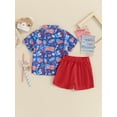 thumbnail image 6 of Elippeo Little Boy 4th of July Outfits 6 21 18 24 Months 3 4 Years Lapel Neck Short Sleeve Flag Print Tops Shorts Bowtie Independence Day Set for Infant Toddler, 6 of 9