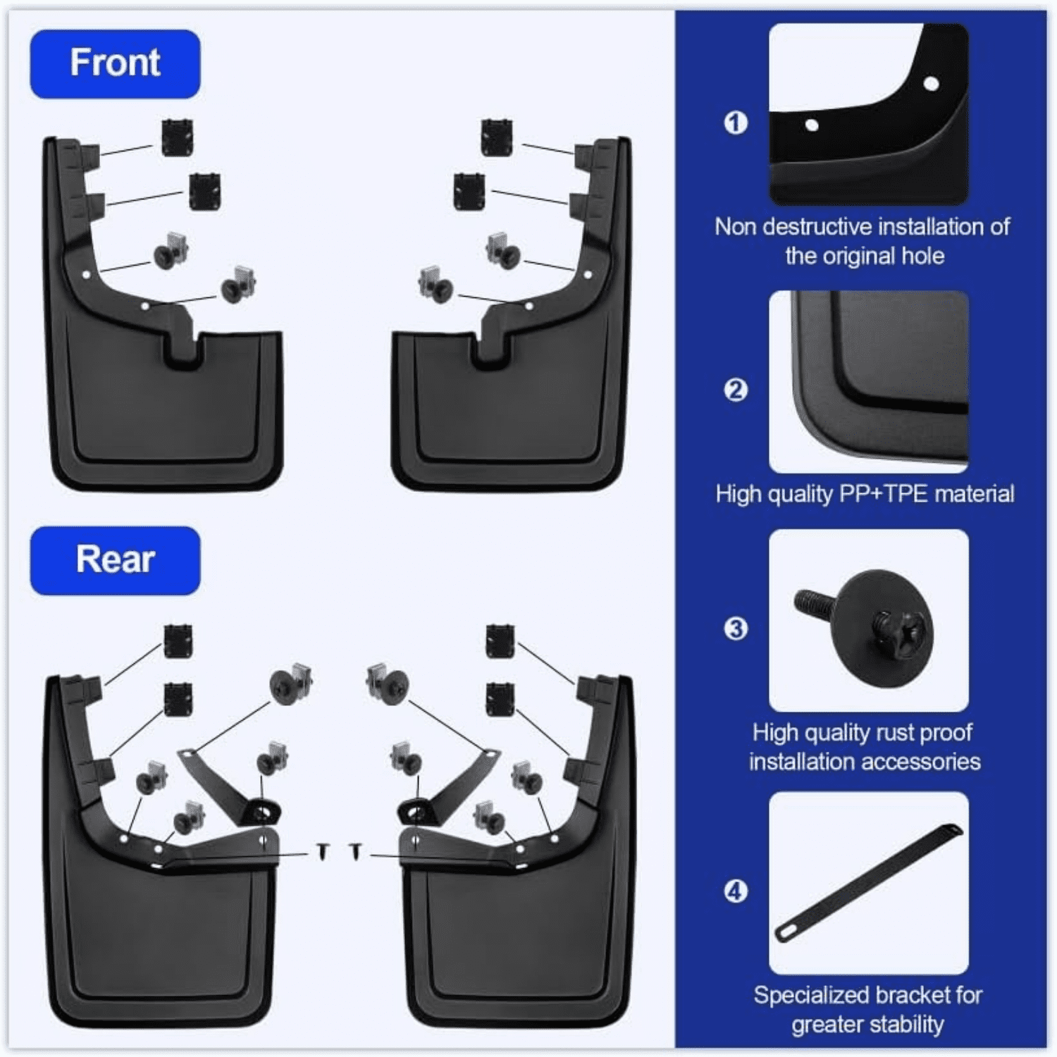 Mud Flaps for Ford F150 2025 2024 2023 2022 2021 Mud Flaps for Trucks Pickup Splash Guards Fenders for Ford F150 mud Flaps no Drill Mud Gards Mudflaps