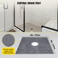thumbnail image 2 of VEVOR Shower Curb Kit, 48"x48" Watertight Shower Curb Overlay with 4" PVC Central Bonding Flange, 4" Stainless Steel Grate, 2 Cuttable Shower Curb and Trowel, Shower Pan Slope Sticks Fit for Bathroom, 2 of 9