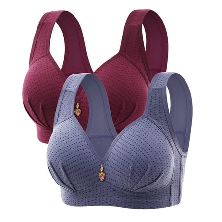 Mrasaso Up to 60% Off! Workout Sets for Women Women Polyester Bra Embroidered Glossy Comfortable Wireless Bra Breathable Design for All-Day Comfort(2pc Underwear) Pink|44