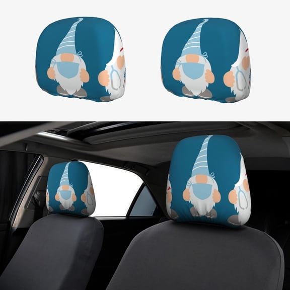 Kdxio Nurse Doctor Gnomes Pattern Print 2 Piece Car Head Rest Covers Set Auto Front/Rear Seats Headrest Cover Universal Fit Most Cars,Sedan, SUV