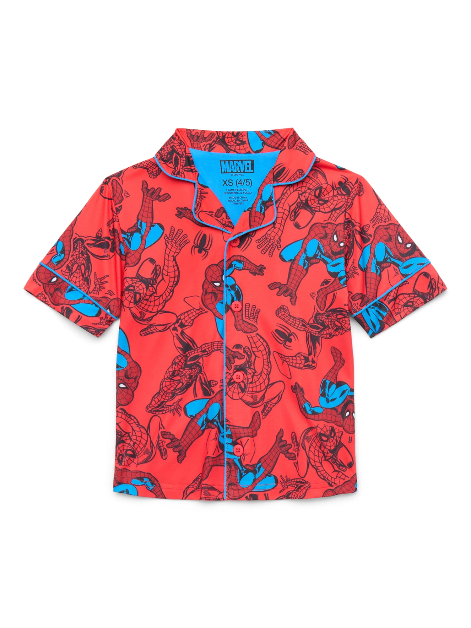 Marvel Boys Spider-Man Pajama Notched Graphic Top & Shorts Set, 2-Piece, Sizes 4-12