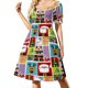 thumbnail image 2 of Vestido de manga corta con estampado navideño para mujer, vestido de fiesta, vestido de verano para mujer, 2 of 7