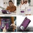 thumbnail image 2 of For iPhone 17 Pro Max RFID Blocking Protective Purse Wallet Case Magnetic Flip Cover Multi-Card Slots Zipper Pocket With Metal Ring Buckle Detachable Shoulder Strap And Wrist Strap Phone Case, 2 of 7