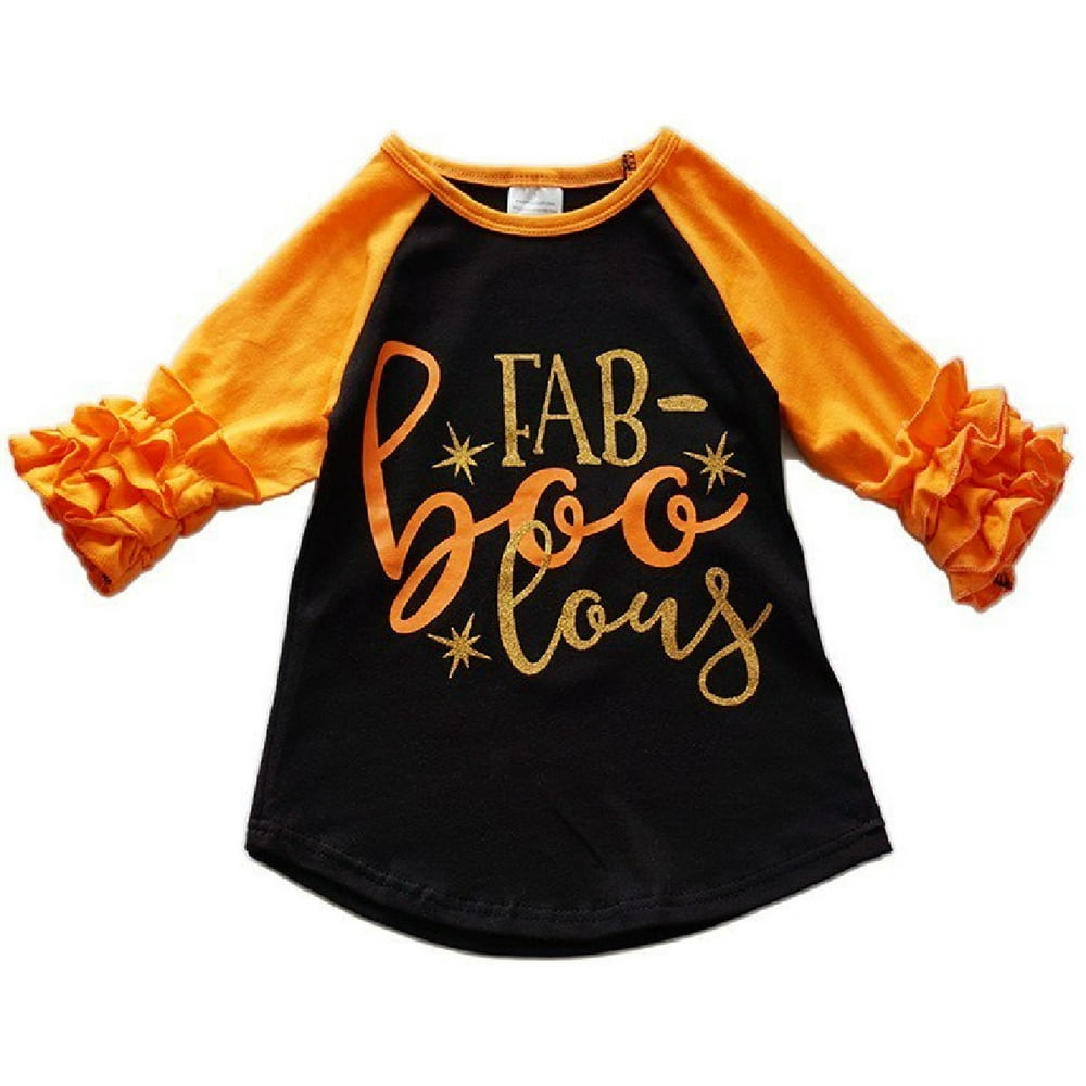 Blunight Collection Little Girl Kids Pumpkin Raglan Ruffle Sleeve