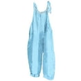 thumbnail image 3 of QATAINLAV Womens Casual Sleeveless Jumpsuits Loose Linen Adjustable Strap Romper Wide Leg Solid Color Long Pants Overalls 2024 Summer Playsuits, Blue, XL, 3 of 6