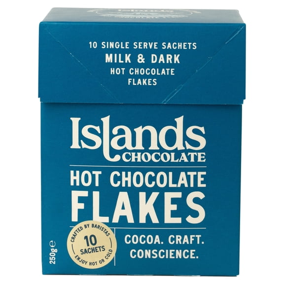 Islands Chocolate Hot Chocolate Flakes 250g, Imported from Britain