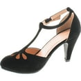thumbnail image 2 of Chase & Chloe Kimmy-36 Women's Teardrop Cut Out T-Strap Mid Heel Dress Pumps, 2 of 3