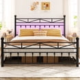 thumbnail image 3 of EnHomee King Size Metal Platform Bed Frame Metal Bed Frame King with Headboard & Footboard Bed Frame with LED Lights & Storage,Noise Free,Black, 3 of 8