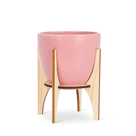 Set of 4 Large Pot with Wooden Stand