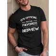 thumbnail image 1 of Men's Casual Polyester T-Shirt, "Favorite Nephew" Print, Short Sleeve, Round Neck, Stretch Fabric, Geometric Design, Summer Top for Adults, 1 of 4