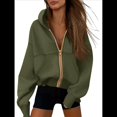 thumbnail image 3 of Sudadera con Capucha para Mujer, Sudadera con Cremallera, Moda de Otoño, Chaquetas de Larga, Ropa de Invierno, Conjuntos Verde S, 3 of 8