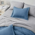 Bedsure Queen Comforter Set 7Piece Reversible Blue Bed in a Bag with Sheets & Pillowcases