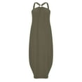 thumbnail image 4 of Women Dresses Sling Solid Dresses Sleeveless Sexy Fashion Dresses Army Green Trendy Skirt Size L, 4 of 8