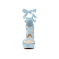 thumbnail image 6 of BLISSFUL STEP Women's Lace Up Platform Block Heel Sandals Sky Blue 10.5, 6 of 7