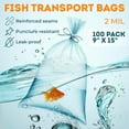 thumbnail image 2 of Clear Plastic Fish Bags for Live Fish, 9 x 15 Inch. Pack of 100 Polyethylene Live Fish Shipping Bags. 2 Mil Thick Aquarium Fish Bags. Durable Fish Transport Bags. Plastic Bags for Fish Transport, 2 of 7