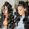 thumbnail image 4 of Body Wave Lace Front Wigs Human Hair 13x4x1 T-Part Lace Front Wigs 10A Brazilian Virgin Human Hair Transparent Lace Front Wigs for Black Women 150% Density Human Hair Wigs Natural Black, 4 of 6
