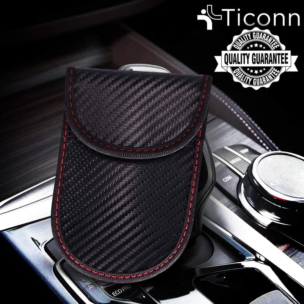 TICONN Faraday Box, Car Key Fob Protector, Carbon Fiber Signal Blocker for  Keyless Fob, RFID Signal Blocking Pouch Cage