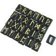 thumbnail image 1 of Natural Divination Rune Stone Set Engraved Stones Elder Futhark Alphabet Crystal Meditation Divination (Black Onyx) 25pcs, 1 of 8