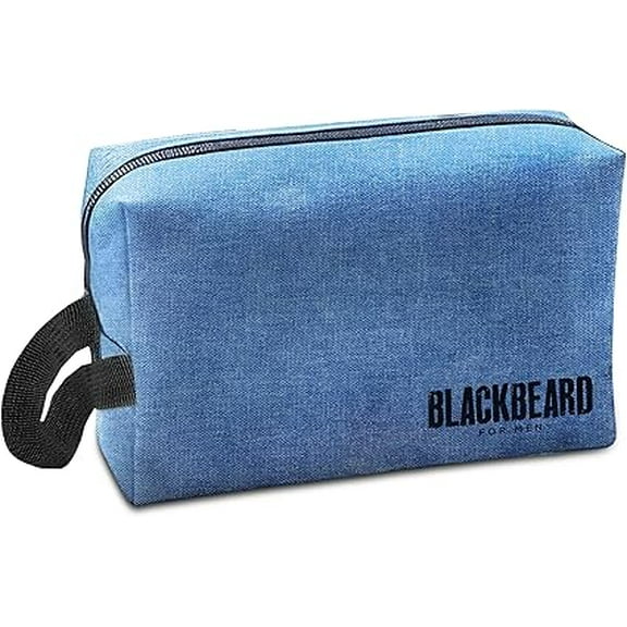 Blackbeard for Men - Shaving Kit Bag, Travel Toiletry Bag for Men, Zippered Blue Cloth Shower Bag, Lightweight & Rugged Mens Shaving Bag - Shaving Kit for Men, Mens Toiletry Travel Bag, Sea Blue