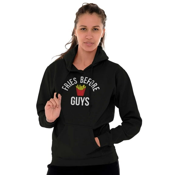 Fries Before Guys Girl Squad Food BFF Women Plus Size Graphic Pullover Hoodie Brisco Brands 2X
