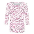 thumbnail image 4 of Hamky T-shirts pour Femmes Manches 3/4 Hauts Imprimés Cœur T-Shirts pour Femmes Manches 3/4 Col Rond T-Shirts Graphiques Hauts de Vacances T-Shirts Graphiques T-Shirts Femmes Blanc 4TG, 4 of 5