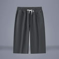 thumbnail image 4 of Long Shorts for Men Summer Casual with Pockets M-5X Capris Elastic Waisted Drawstring Sweat Short Pant (XL, Dark Gray), 4 of 6