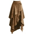 thumbnail image 5 of High Waisted Western Cowgirl Skirt, Asymmetrical Fringed Midi Skirt for Women, Vintage Boho Flowy Asymmetric Hem with Tassel Tie in Khaki & Brown, 5 of 6
