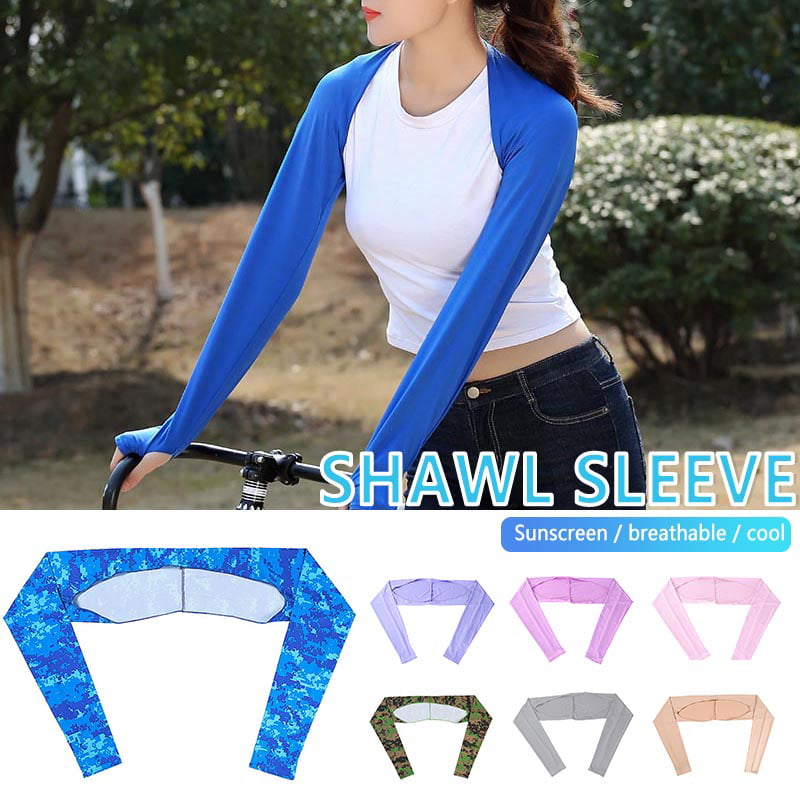 UV Sun Protection Arm Cooling Shawl Sleeves with Finger Hole For Outdoor Sports 