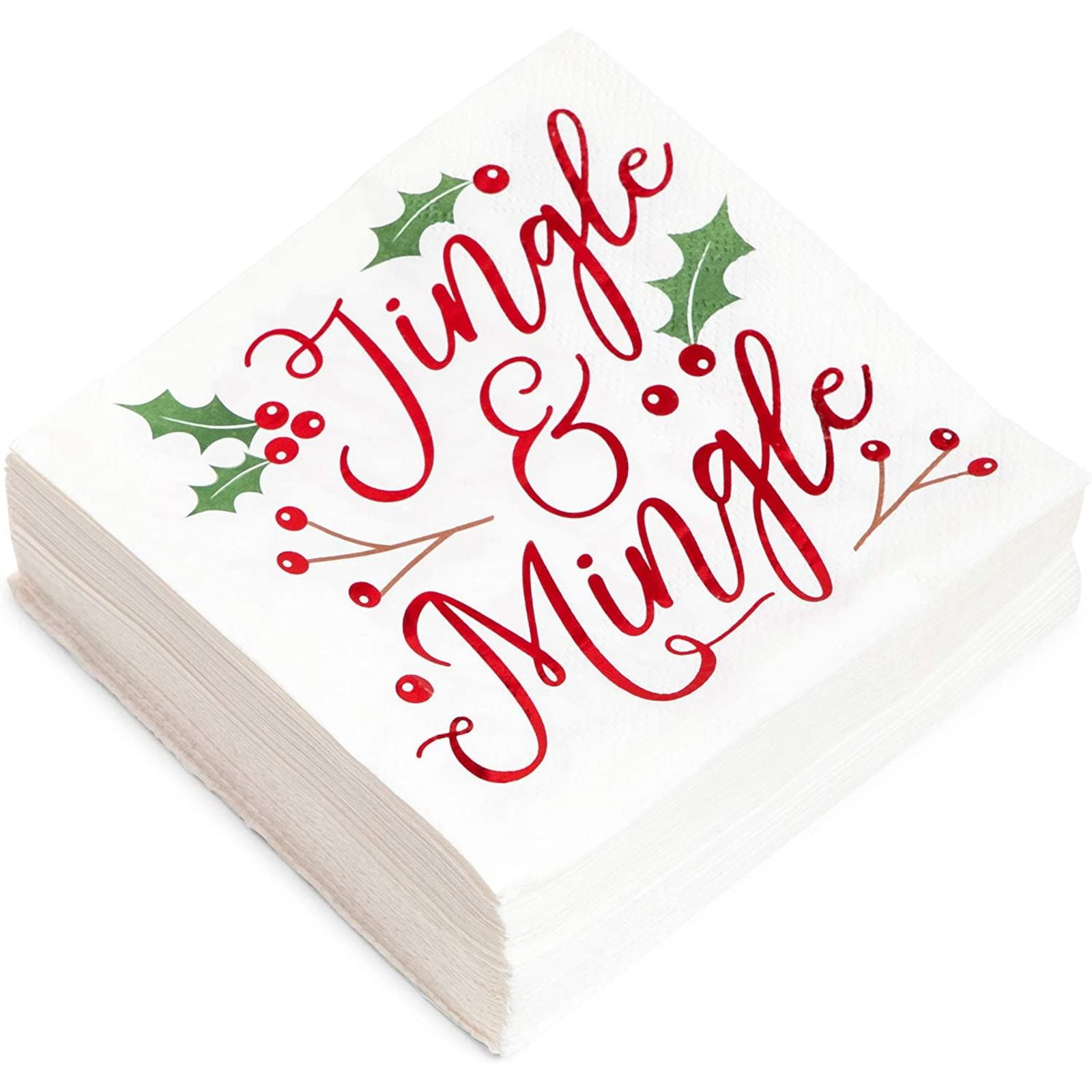 6.5 in Xmas Napkins Luncheon Cocktail Lunch Buffet-Holiday Dinner Party 48 Pack Disposable HOME-X Red Cute Santa Paper Napkins 
