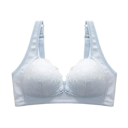 Virmaxy Womens Seamless Ultra Comfort Cotton Nursing Bras Color Ring Breast Feeding Comfortable Hollow Out Perspective Bra Underwear Blue-B S