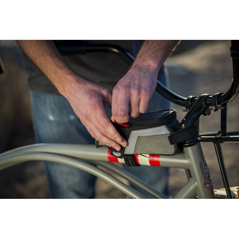 Bell Sports Stowaway 450 Top Tube Frame Bag Bicycle Storage with Smartphone Pocket Black Silver