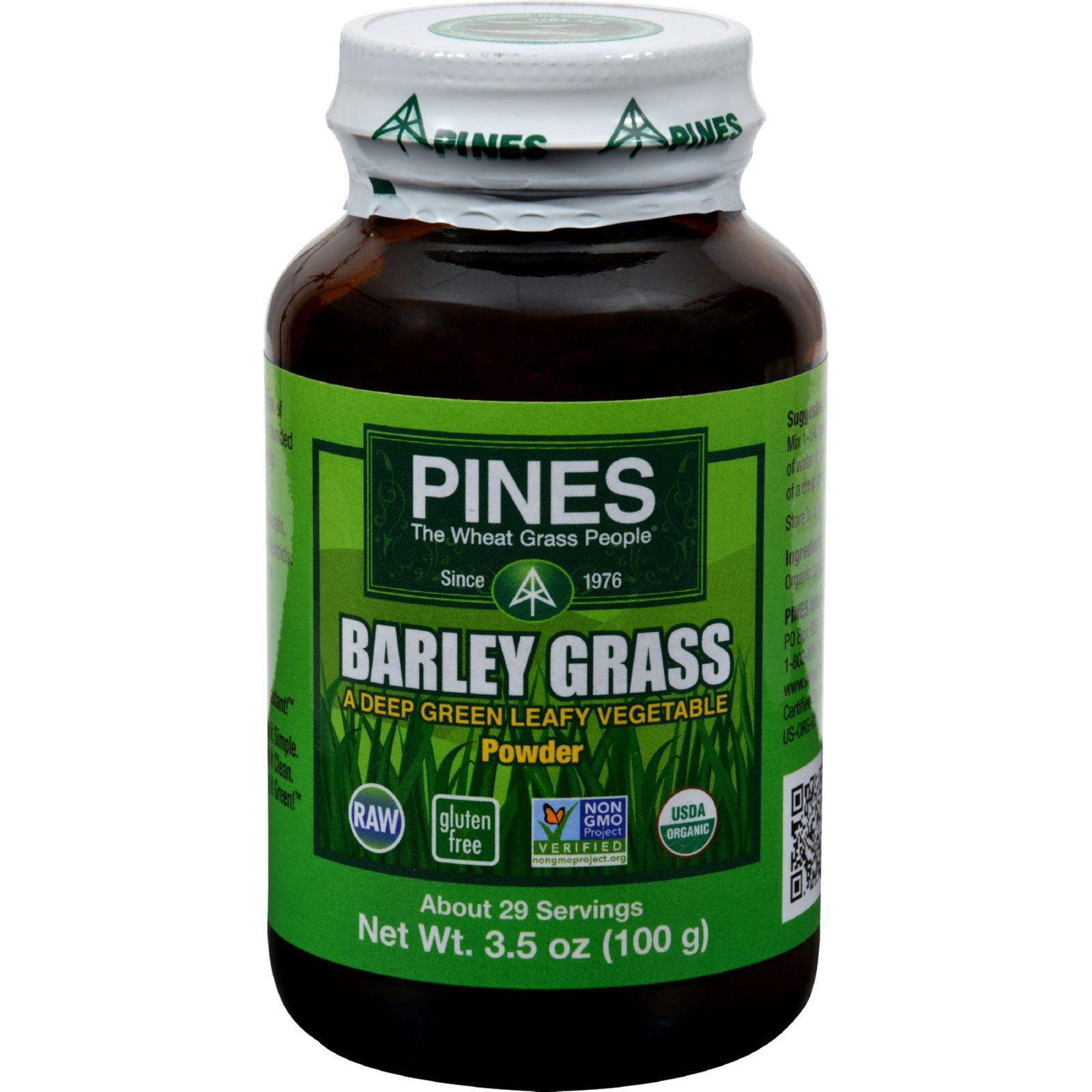 Pines International 100 Organic Barley Grass Powder 3.5 oz