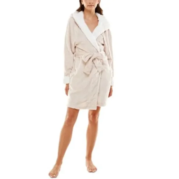 Roudelain CRYSTAL GRAY Women's Deluxe Touch Hooded Fleece-Lined Robe - Small