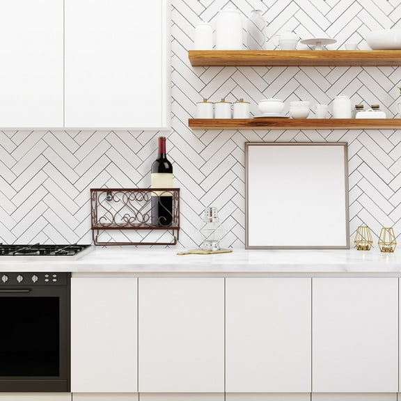 IBASETOY Wall Mounted Goblet And Wine Bottle Holder Rack For Kitchen Bar And Cafe Space Saving Storage Antique Finish