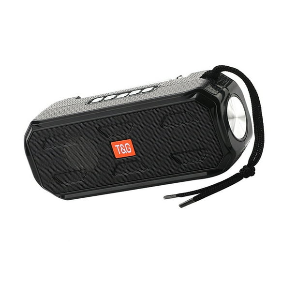 Injueey Altavoz Bluetooth portátil inalámbrico estéreo bajo caja de música altavoz exterior soporte TF/FM Radio/USB/AUX con linterna Cables de audio/vídeo Negro