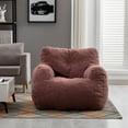 thumbnail image 2 of Teddy Fabric Bean Bag Chair for Adults & Kids, Lazy Bean Bag Sofa with Memory Foam & Soft Backrest for Bedroom, Living Room, Playroom, 39.37''x37.00''x27.56'', Bear 250lbs, Bean Paste Red, 2 of 7