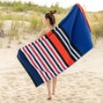 thumbnail image 2 of Long Island Beach Towel, 100% Cotton, Poolside Lounging, Sunbathing, Soft, Absorbent, Quick Dry, Mediumweight, Cotton Terry, Velour, Oversized Beach Towel , 35" x 67", Red by Blue Nile Mills, 2 of 9