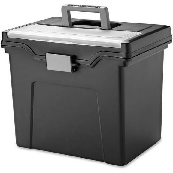 IRIS Portable Letter-size File Box External Dimensions: 13.8" Length x 10.2" Width x 11.7" Height - Media Size Supported: Letter 8.50" x 11" - Buckle Closure - Black - For Pen/Pencil, Business Card, H