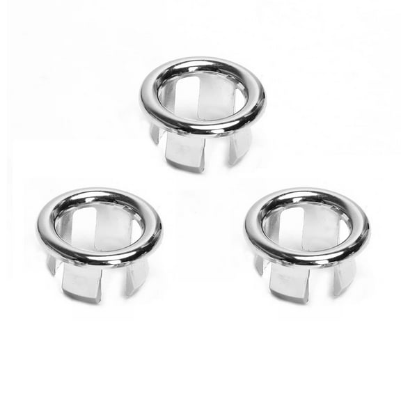 3pcs Sink Overflow Ring, Round Overflow Cover, Sink Hole Drain Cap for Kitchen Bathroom (Silver)