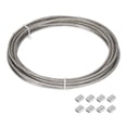 thumbnail image 1 of Uxcell 1/8" Cable de alambre, 16.4 pies de cable de acero inoxidable 304 recubierto de vinilo con mangas de crimpar M3 para colgar luces, cuerdas para la ropa, enrejados, transparente, 1 of 7
