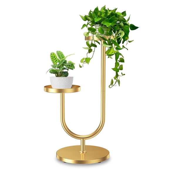 GALAPROX U-Shaped Metal Plant Stand Indoor Outdoor, 2-Tiper Pot Corner Tall Stable Flower Holders Shelves Rack Display Home Decor for Living Room, Bedroom, Balcony