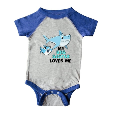 

Inktastic My Big Sister Loves Me with Cute Sharks Gift Baby Boy or Baby Girl Bodysuit