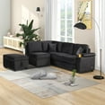 thumbnail image 2 of 84" Sleeper Sofa Bed,2 in 1 Pull Out Sofa Bed with Storage Ottoman,L-Shape Sectional Sofa Couch for Living Room,Bedroom and Small Apartment,Black, 2 of 7