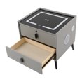 thumbnail image 6 of Light Grey Smart Nightstands with Fingerprint Lock Drawer, Wireless Charging Station, USB Port, Nightstand with 3 Color LED Lights and Speaker, Modern Wooden End Side Table 2 Drawers, 6 of 16