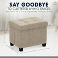 thumbnail image 2 of Ornavo Home Storage Ottoman Small Rectangle Ottoman with Legs, Foot Rest Stool Seat, Load up to 600 LB, for Living Room, Bedroom, Home Office, Dorm - 12 x 16 x 12, Tan, 2 of 7