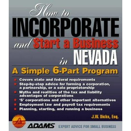 How to Incorporate and Start a Business in Nevada (How to Incorporate and Start a Business Series) [Paperback - Used]